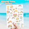 118 PCS Rainbow Unicorn Temporary Tattoo Kids, Pride Tattoo Groovy Glitter Crown Fake Tattoo for Girls’ Party Supplies Kids' Birthday Supplies, Waterproof Tattoo Sticker for 6 7 8 9 10 years old