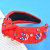 ABONDEVER Patriotic Rhinestone Headband for Women Crystal Top Knot Beaded Headbands Wide Jeweled Embellished Hairband Independence Day Hair Accessories Gifts(Red-USA)