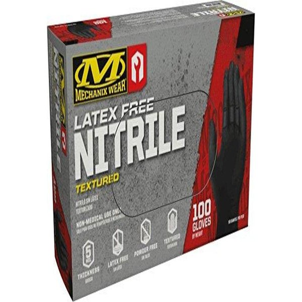 Mechanix Wear D03-05-009-100 - Nitrile Disposable Gloves, Powder Free, Textured - 5 Mil Black (100 Pack)