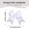 WRBAJIS Big Hair Bows Ties Ponytail Holder Bow Hair Bands Glitter Rhinestones Hair Accessories for Women Cheerleading Birthday Wedding Party Supplies 2Pcs White