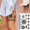 Black Henna Tattoos Stickers Kits, 6 Sheets Lace Indian Henna Temporary Tattoos Mandala Flower Elephant Chain Waterproof Henna Stickers for Women Wedding Party DIY on Body Arm Legs