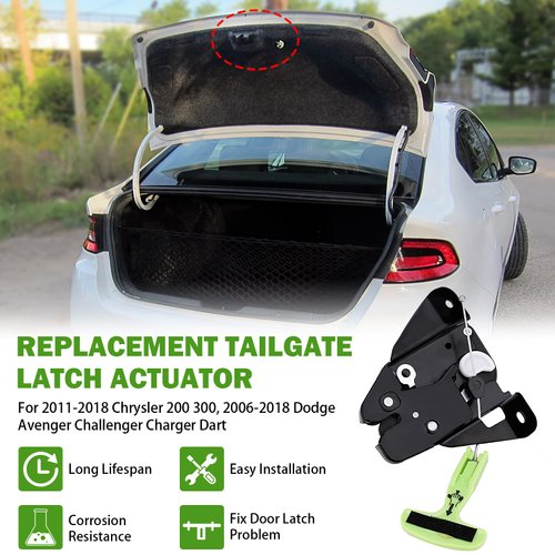931-714 Trunk Latch for 2006-2018 Dodge Charger Challenger Avenger Dart SXT, 2011-2018 Chrysler 300 200 Rear Truck Lock Actuator Motor Tailgate Lock Assembly Replace 5056244AA 5056244AB