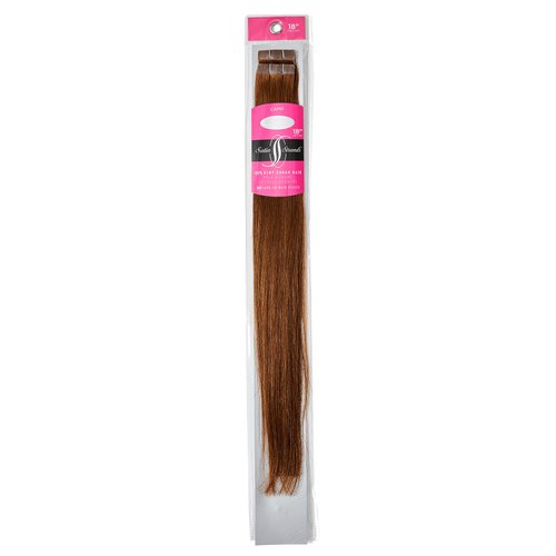 Satin Strands Medium Blonde/Brown Tape In 18 Inch Human Hair Extensions, Tahitian Bliss, 20 Pieces/45g Each, Pre-taped, Safely Adhere to Most Hair Types, Easy Application