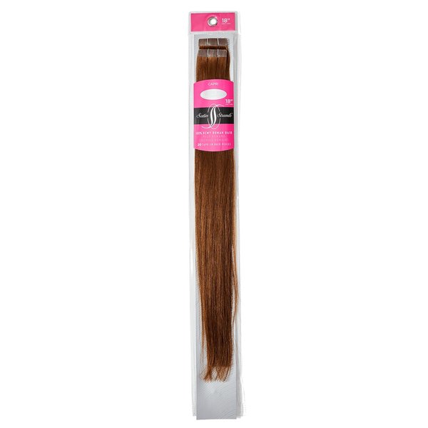 Satin Strands Medium Blonde/Brown Tape In 18 Inch Human Hair Extensions, Tahitian Bliss, 20 Pieces/45g Each, Pre-taped, Safely Adhere to Most Hair Types, Easy Application