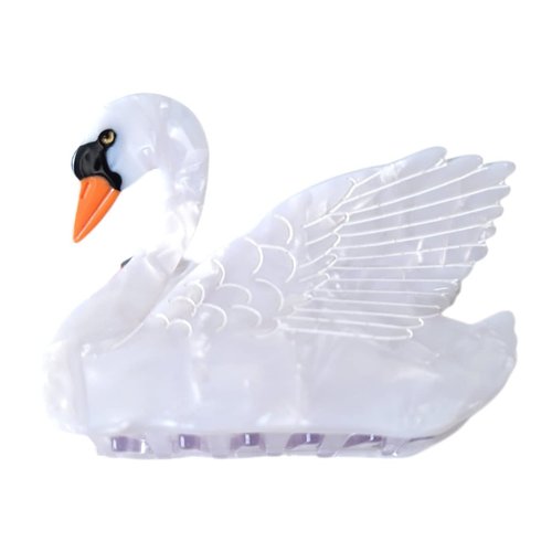 OMG Decor White Swan Claw Clip,Acetate Hair Clips,Small Claw Clips for Women