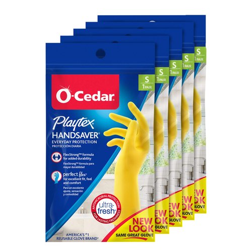 PLAYTEX HandSaver Reuseable Rubber Cleaning Gloves (Small, 5 Pairs), Everyday Protection Reusable Household Gloves
