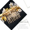 CanB Bride Pearl Hair Comb Flower Silver Wedding Leaf Crystal Bridal Headpieces bridesmaid Head Plece Flower Girl Rhinestone Hair Jewelry Accessories for Women and Girls (Gold)