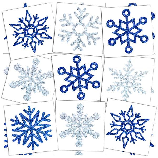 180 Pcs Snowflake Temporary Tattoos Winter Snowflake Sticker Tattoo Glitter Temporary Tattoo Cute Apparel Accessories for Body Face Kids Women Party Favors