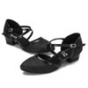 HXYOO Closed Toe Low Heel Glitter Ballroom Dance Shoes for Women Salsa Latin Wedding Party 1 1/2“ Heel S11-1(Black-1 1/2",7)