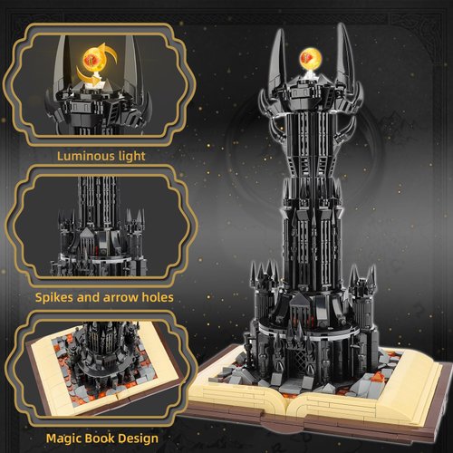 Ideas Lord Castle Architecture Building Set for Adults, Compatible with Lego, STEM Christmas Birthday Gift Toy for Boys Aged 8-14, MOC Dark Tower Building Kit for Rings Fans to Collect (969PCS)