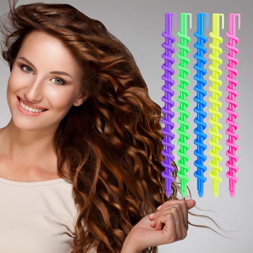 50 Pack Plastic Spiral Hair Perm Rods - Hairdressing Styling Curling Rods for Women and Girls