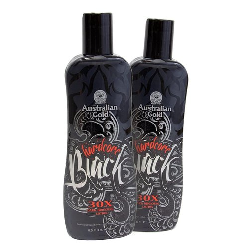 LOT OF 2 Australian Gold Hardcore 30x Black Bronzer Tanning Lotion 8.5 oz.