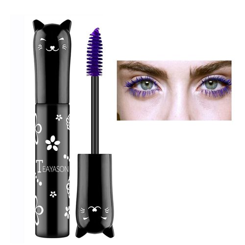 Easilydays 6 Colors Colored Waterproof Mascara for Eyelashes Set, Colorful Mascara Long Lasting Thick Mascara Rainbow Color Fiber Charming Mascara Makeup, Cosplay Brown White Black Pink Purple Blue Eye Lashes Party Stage Use (#03 Purple)