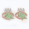 Janefashions 2Pcs Star Green Austrian Rhinestone Cystal Hair Side Combs Barrette Clip B131g