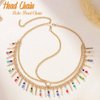 Aukmla Boho Head Chain Gold Beaded Tassel Hair Chains Festival Costume Headband Hair Accessories for Women and Girls