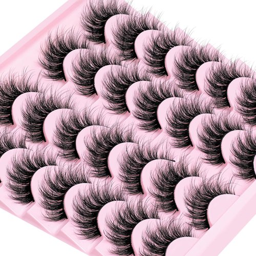 Veleasha Lashes 3D Faux Mink Lashes Fluffy False Eyelashes Natural Look 14 Pairs Lashes Pack Luxury Wispy Fake Eyelashes (815-Z)