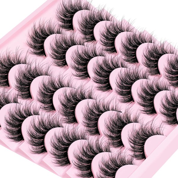 Veleasha Lashes 3D Faux Mink Lashes Fluffy False Eyelashes Natural Look 14 Pairs Lashes Pack Luxury Wispy Fake Eyelashes (815-Z)