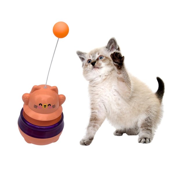 Rangebow Pets Cat Tumbler Toy with Ball, Interactive Teaser Toy for Cats and Kittens, with Cat Hunting Ball and Teasing Wand, Self-Entertaining Cat Toy Tumbler for Adult Cats and Kittens