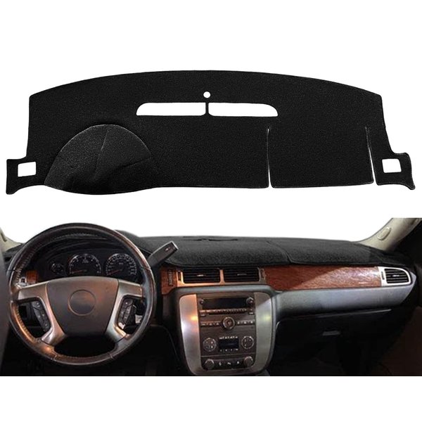 Dashboard Cover Dash Mat Fit for 2007-2014 Chevy Chevrolet Tahoe Suburban,2007-13 Chevy Avalanche Silverado 1500 2500 3500 LTZ /2007-13 GMC Sierra SLT Denali,2007-14 GMC Yukon XL (Black) Y24