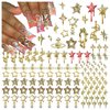 XIYONALI 124PCS Star 3D Nail Charms for Acrylic Nails, Gold Alloy Nail Gems Starburst Nail Accessories, Nail Rhinestones for Nail Art Supplies Manicure Craft DIY