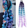 Long Braided Bubble Colored Hair Extensions, 25 Inches Bubble Kinky Rave Straight Ombre Lantern Braid Extension with Hair Tie Hairpieces for Girls Daily Wear(purple)