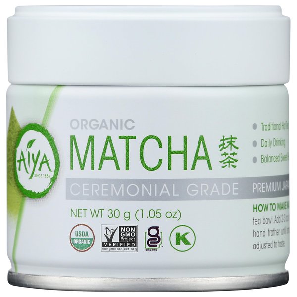 Aiya Certified USDA Japanese Organic Ceremonial Grade Matcha Green Tea Powder, 30g Tin (1.06 oz.)