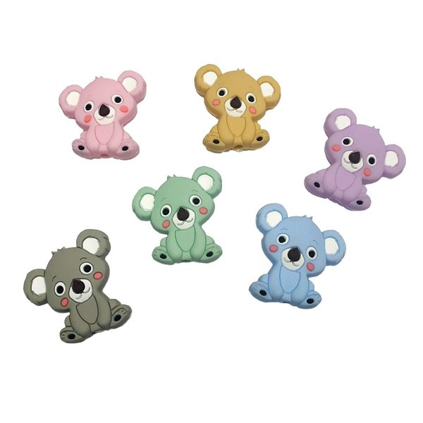 12pcs Mini Cute Silicone Koala Pearls Bead Silicone Animal Bead for DIY Beading Mom Nursing NecklacePendant Accessories (Mix Color 12pcs)