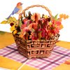 Paper Love Frndly 3D Fall Flower Basket Pop Up Card, Handcrafted - 100% Recycled and Eco-Friendly, 8" x 6" Cover - with Removable Note Tag