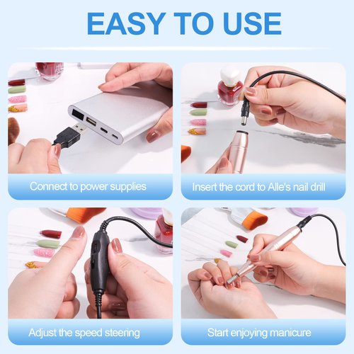 Nail Drill USB Cord Replacement Speed Control for MelodySusie COSITTE YaFex AIRESS Alles Bestidy Sanie Asalle OVX Cattino Subay Corded Electric Nail Drill Manicure Pedicure Filer Efile, 8.2ft