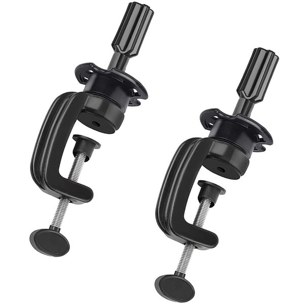 Anbuwei Wig Mannequin Head Stand for Table 2 Packs Training Head Stand Adjustable Cosmetology Manikin Stand Hairdressing Head Model Holder Clamp Black