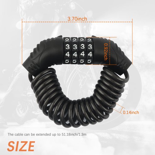 Motorcycle Helmet Lock with Combination Lock,Retractable Motorcycle Locks Anti Theft & Motorcycle Helmet Accessories,Multipurpose Helmet Locks for Motorcycles and Bicycles