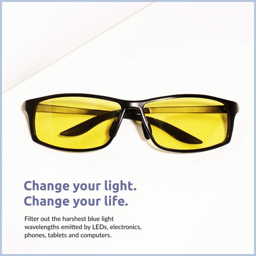 TrueDark Daylights Amber Elite Blue Light Blocking Glasses to Reduce Eye Strain and UV Glare for Increased Energy - Men & Women, Computer Screen, Gaming, TV, Phone - by Dave Asprey