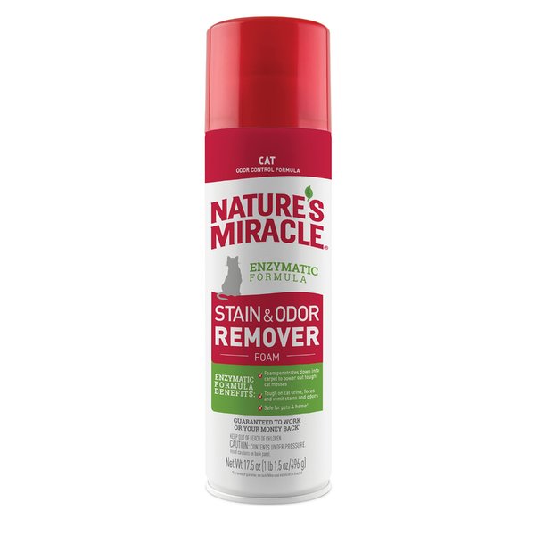 Nature's Miracle Stain & Odor Remover Foaming Aerosol For Cats, 17.5 Oz Multi