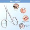 Lermende Cuticle Scissors with Curved Sharp Tip, Portable Small Scissors Professional Cuticle Cutter, Multi-Purpose Russian Manicure Cuticle Trimmer for Eyebrow, Nail, Eyelash, Beards (Silver)
