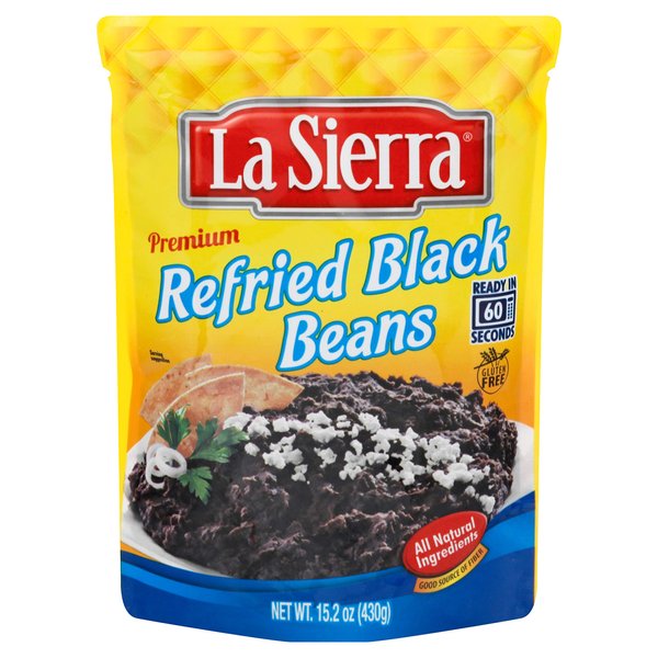La Sierra Refried Black Beans, Ready-to-Eat, 15.2 Ounce Pouch