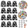 Silkfly 124 Pcs Soccer Party Favors Set 12 Soccer Party Drawstring Bags Treat Bags 12 Mini Squeezable Football Balls 100 Soccer Stickers Gift for Soccer Football Sport Party Supplies