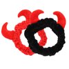 LALAFINA 2Pcs Facial Spa Headbands, Plush Devil Hair Band Face Wash Headband Soft Elastic Makeup Hairbands for Shower Face Washing (Black, Red)