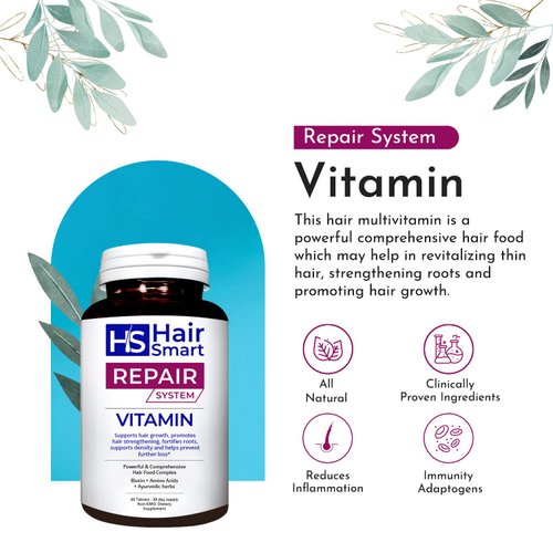 HairSmart Multi-Vitamin for Hair Growth - 100% Herbal Supplement with Ayurvedic Herbs; for stimulating Hair Growth, strengthening Hair Roots Hair Loss Prevention for Men and Women 3 Pack of 60 Tablets