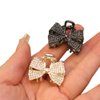 Xiwstar 2Pcs Mini Claw Clips Crystal Rhinestone Bow Hair Clips Small No-Slip Grip Jaw Clips Glitter Teeth Clips Metal Clamps Hair Accessories for Women Girls