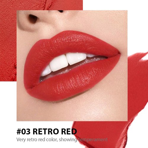 BINGBRUSH Moisturizing and Silky Velvet Lipstick Pack Set, Matte Longwear Waterproof Smooth Color Lip Crayon - Nourishing Lipstick Lipgloss Lip Stain (03#True red)