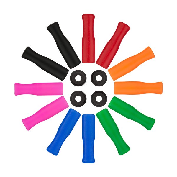 Silicone Straw Tips - Multicolor - 12 Piece Plus 2 Bonus Silencers - Reusable Drinking Straw Tips - for 6mm straws