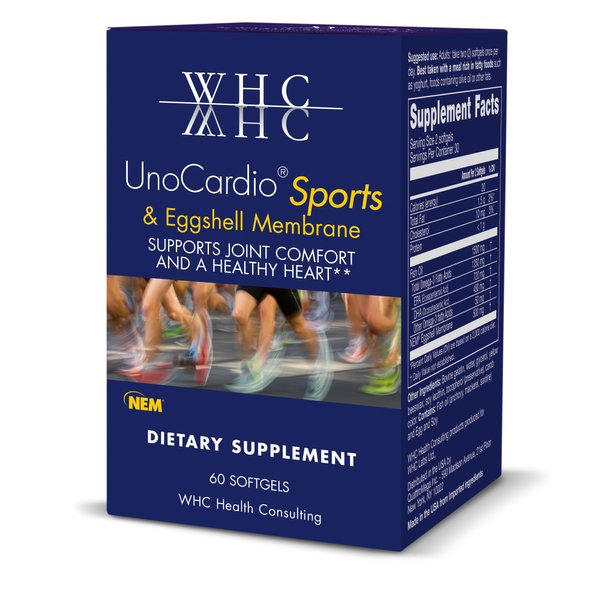WHC, UnoCardio Sports & Eggshell Membrane Fish Oil, 1250 mg of Omega-3, 720 mg EPA, 480 mg DHA, Unflavored, 60