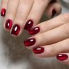Red Cat Eye Press on Nails Short Square Fake Nails Full Cover Shiny Acrylic Nails Glitter False Nails Artificial Stick on Nails for Women Manicure Decorations 24Pcs