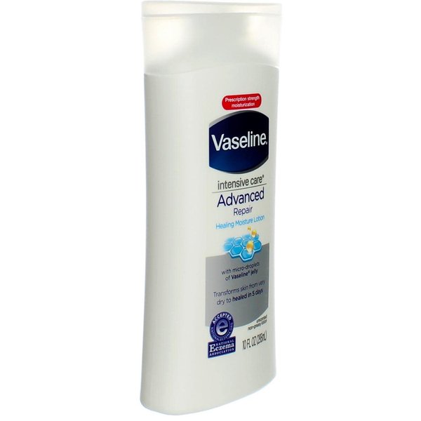 Vaseline Intensive Care Body Lotion for Dry Skin Advanced Repair Unscented Lotion Made with Ultra-Hydrating Lipids + Vaseline Jelly to Repair Extremely Dry Skin 10 oz