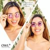 OWL Round Sunglasses Metal Frame Hippie Sunglasses UV400 Polycarbonate Red Tinted Lens John Lennon Sunglasses for Women