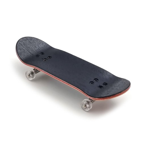 SPITBOARDS 32 x 96 mm Fingerboard Complete Wood Set-Up Assembled, 5-Layers, Silver Trucks with Bushings and Nuts, Transparent CNC Bearing Wheels, Lasered Foam Grip Tape Orange Green Skull