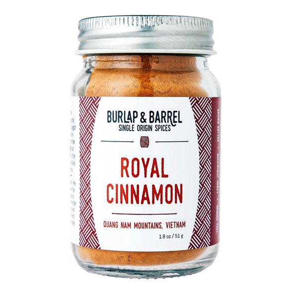 Burlap & Barrel | Royal Cinnamon | As Seen On Shark Tank! | Intense Sweetness And Spiciness That Defines Vietnamese Cinnamon | Cinnamon Powder, Ground Cinnamon, Cinnamon Spice | 1.8Oz Glass Jar