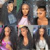 Wavy Lace Front Wigs Deep Wave 180% Density Pre Plucked Brazilian Wet and Natural Color Glueless Wigs Curly Lace Frontal Wigs with Baby Hair Human Hair Natural Hairline for Black Women (30 Inch)