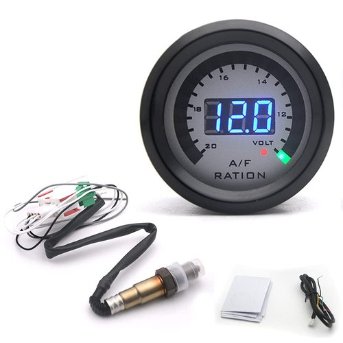 GoolRC Digital Air Fuel Ratio Gauge Kit 12V 2 in 1 Meter 52MM Narrowband Car Volmeter with O2 Oxygen Sensor Car Modification Accessories
