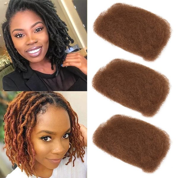 DÉBUT Afro Kinky Bulk Auburn Brown 100% Human Hair 3 Packs 150g Tight Afro Kinky Curly Bulk Bundles Hair for Making/Repair Locs, Kinky Twists, Dreadlocks Braiding Hair Extensions (#30, 14 Inches)